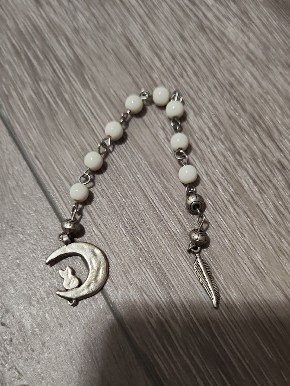Handcrafted Moon & Cat Beaded Bookmark